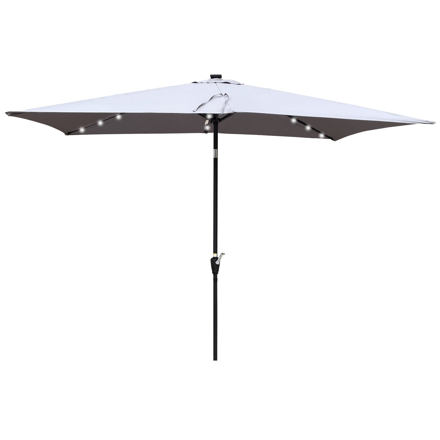 US Local 10x6.5ft Rectangular Solar LED Patio Umbrellas With Crank & Push Button Tilt