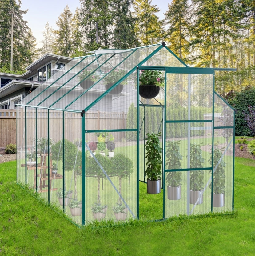 US Local 6X10FT Polycarbonate Greenhouse With Raised Base, Anchor, Heavy Duty Walk-in