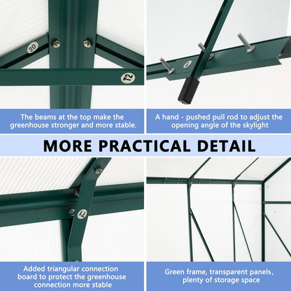 US Local 6X10FT Polycarbonate Greenhouse With Raised Base, Anchor, Heavy Duty Walk-in