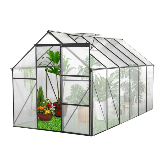 US Local 6x12 FT Polycarbonate Greenhouse W  Raised Base  Anchor, Heavy Duty Walk-in