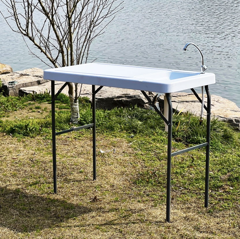 US Local Outdoor Fish And Game Cutting Cleaning Table W Sink And Faucet
