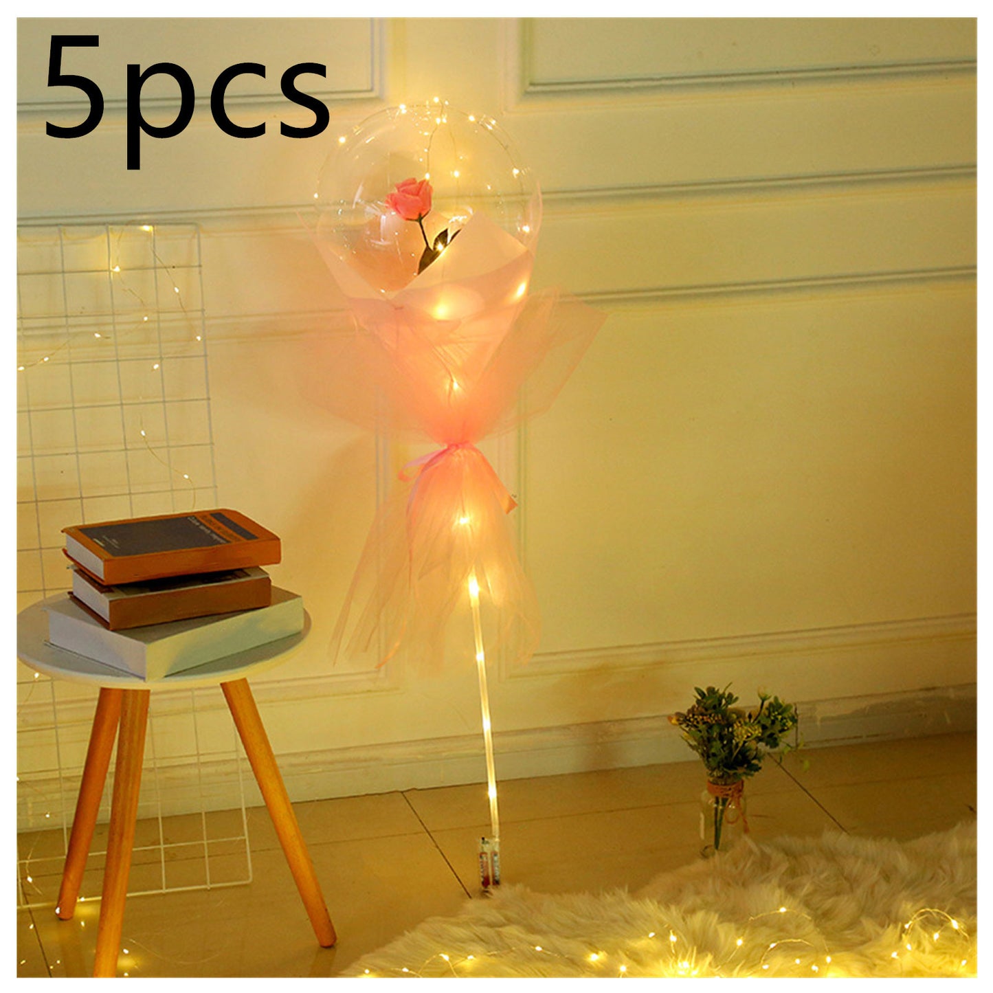 USA Local LED Luminous Balloon Rose Bouquet Transparent Bobo Ball Rose