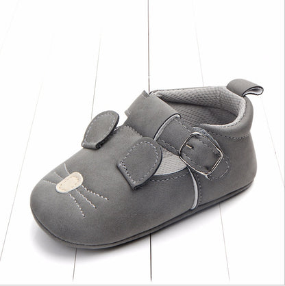 US Local Spring and autumn cartoon animal baby shoes matte leather non-slip soft bottom