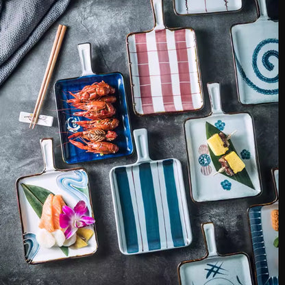 Ceramic Handle Plate Household Oven Microwave Oven Baking Plate