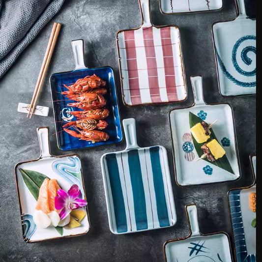 Ceramic Handle Plate Household Oven Microwave Oven Baking Plate