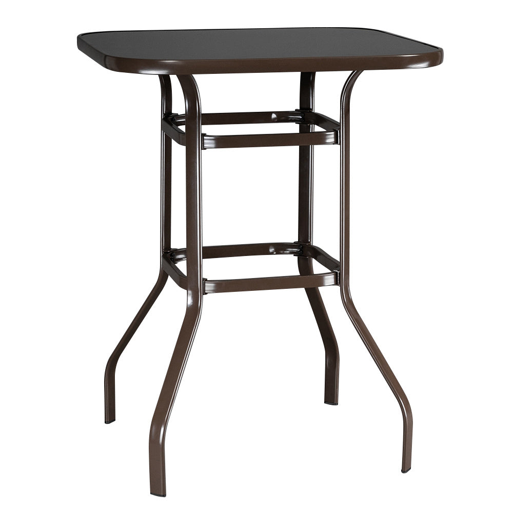 US Local Brown Wrought-iron Glass High Bar Table
