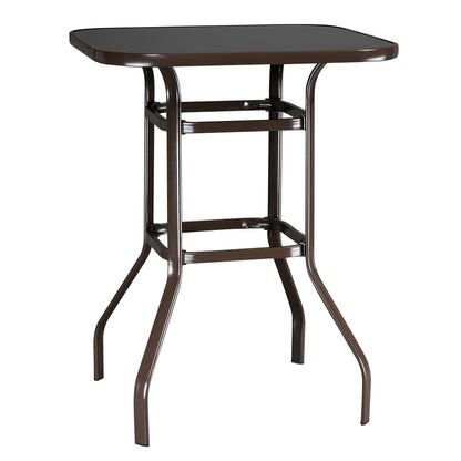 US Local Brown Wrought-iron Glass High Bar Table