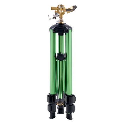 US Local VEVOR Impact Sprinkler On Tripod Base, Heavy Duty Tripod Sprinklers With Brass Head & Connector, 360 Degree Large Area Coverage Irrigation Sprinkler, Adjustable Heights Sprinkler For Yard Green