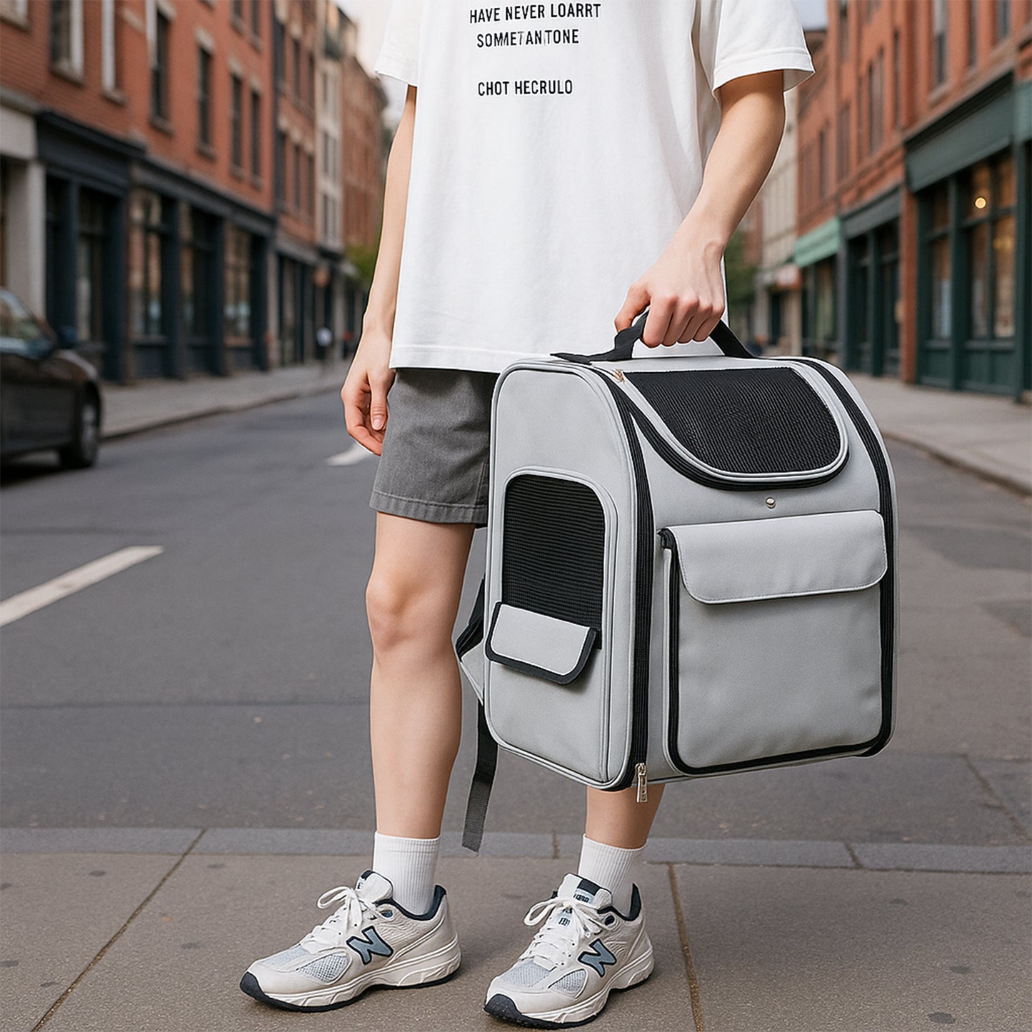 US Local Pet Carrier Backpack, Expandable Cat Dog Carrier With Back Extension, Breathable Mesh Travel Backpack For Small Dogs Cats, Soft-Sided Pet Backpack Holds Up To 26 Lbs