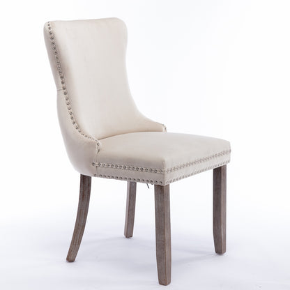 US Local A A Upholstered Wing-Back Chair With Nailhead Trim & Solid Wood Leg