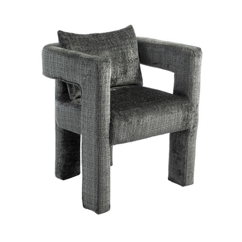 UK Local GOMYWAY Modern Chenille Lounge Chair With A Unique Hollow Armrest Design, With Comfortable Cushions And Pillows, Suitable For Living Rooms, Dining Rooms, Bedrooms And Offices Dark Gray,set Of 2