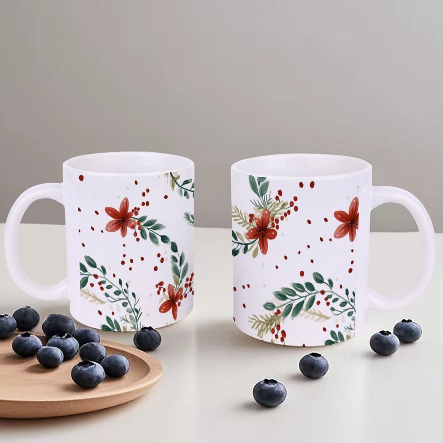 POD US Local White mug with full print, Christmas, Wreaths 0092
