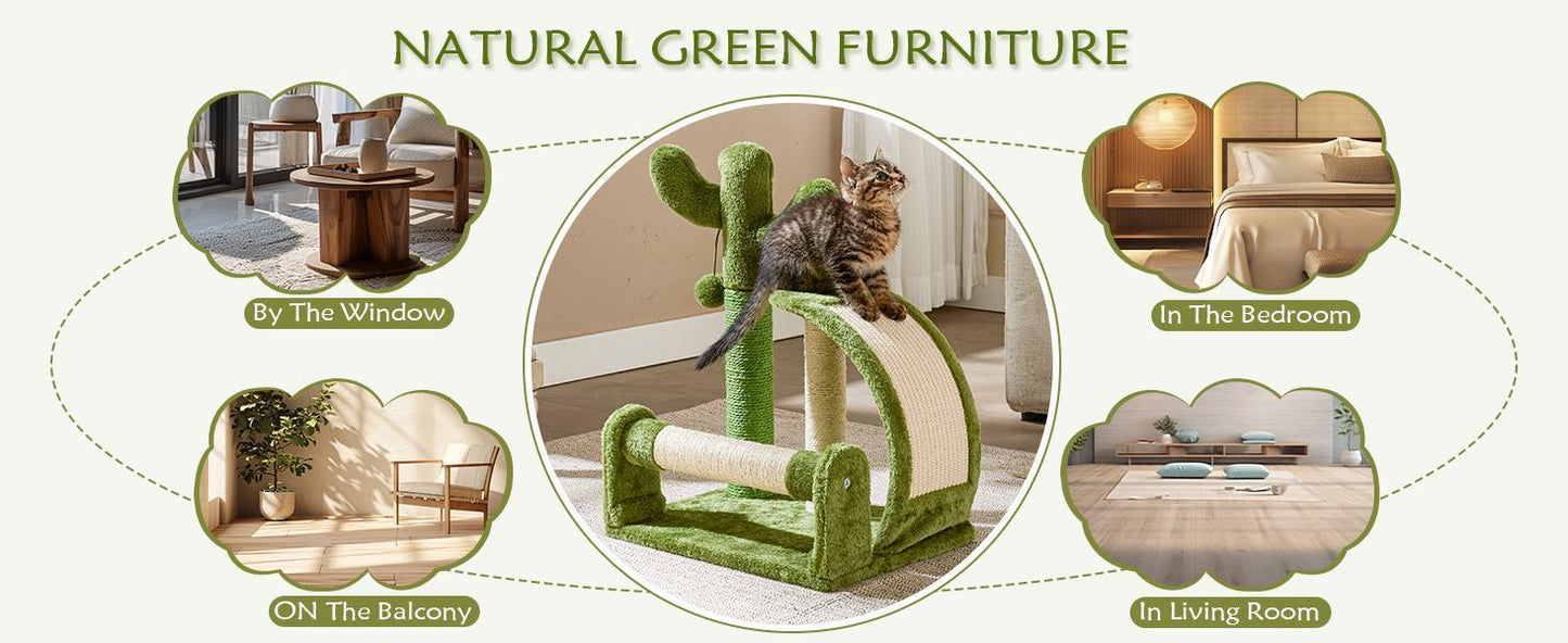 US Local Cactus Shape Natural Sisal Rope Easy To Assemble Green Cat Scratching Post