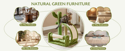 US Local Cactus Shape Natural Sisal Rope Easy To Assemble Green Cat Scratching Post
