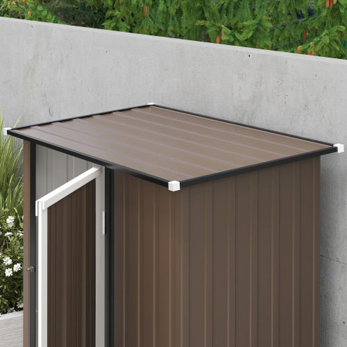 UK Local Outsunny 5ft X 3ft Metal Garden Storage Shed, Outdoor Tool Shed With Sloped Roof, Lockable Door For Tools, Equipment, Brown