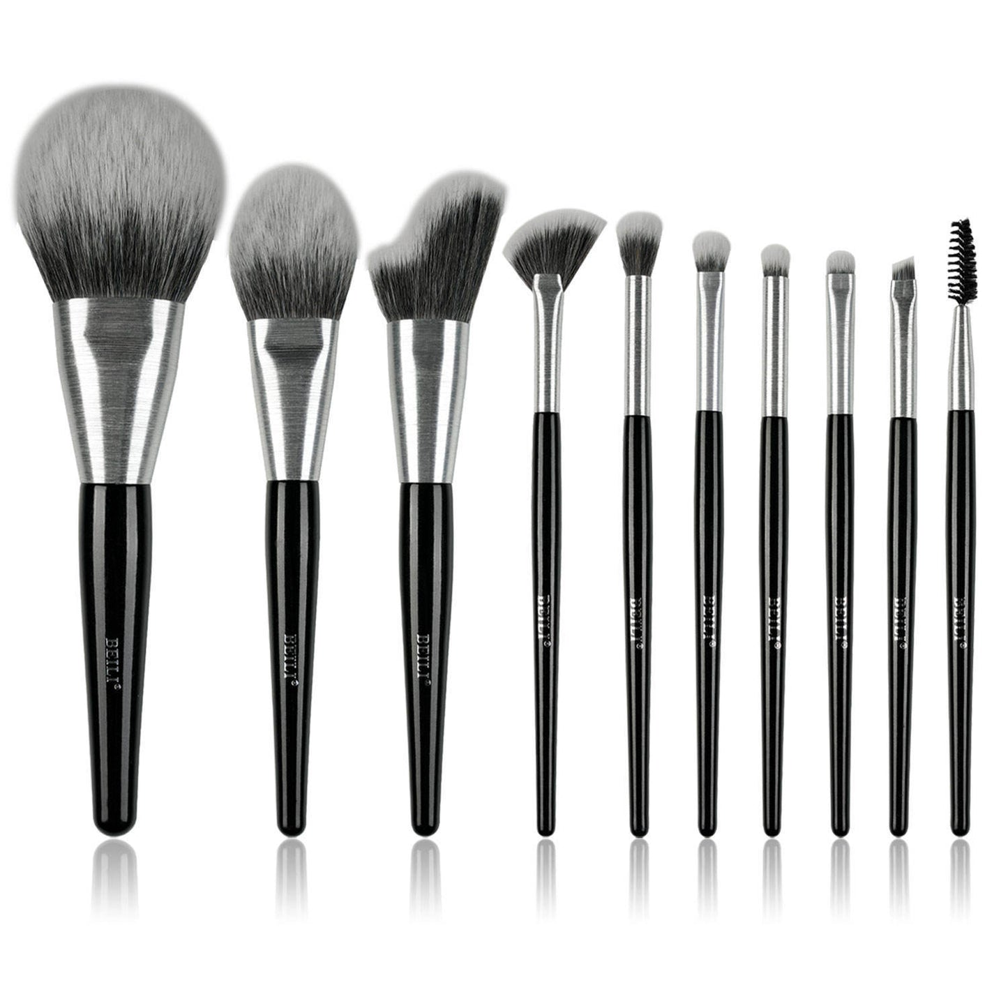 US Local Beili Christmas Gift Makeup Brush Set Of 10, Kabuki Brushes With Synthetic Hair For Foundation, Concealer, And Eyeshadow.