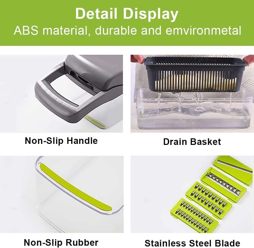 UK Local 15 In 1 Vegetable Chopper, Salad Fruit Vegetable Food Chopper Slicer Peeler