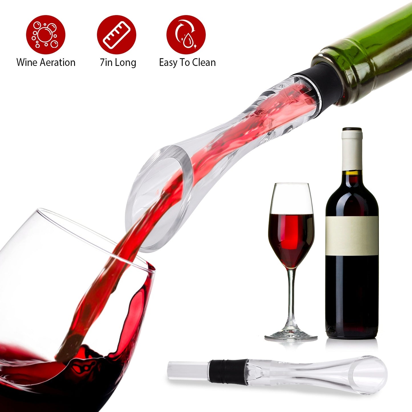 US Local 1 Pc Wine Aerator Pourer Spout Decanter Spout Attachable In-Bottle Wine Drip Stopper