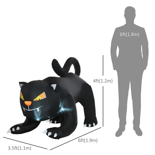 CA Local 4Ft Tall Halloween Inflatable Black Cat Airblown Outdoor Yard Decoration Holiday Garden Decor