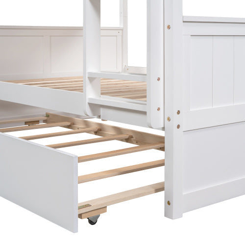 US Local Full Over Full Bunk Bed With Twin Size Trundle