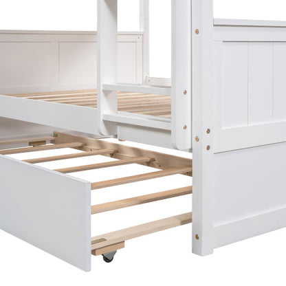 US Local Full Over Full Bunk Bed With Twin Size Trundle