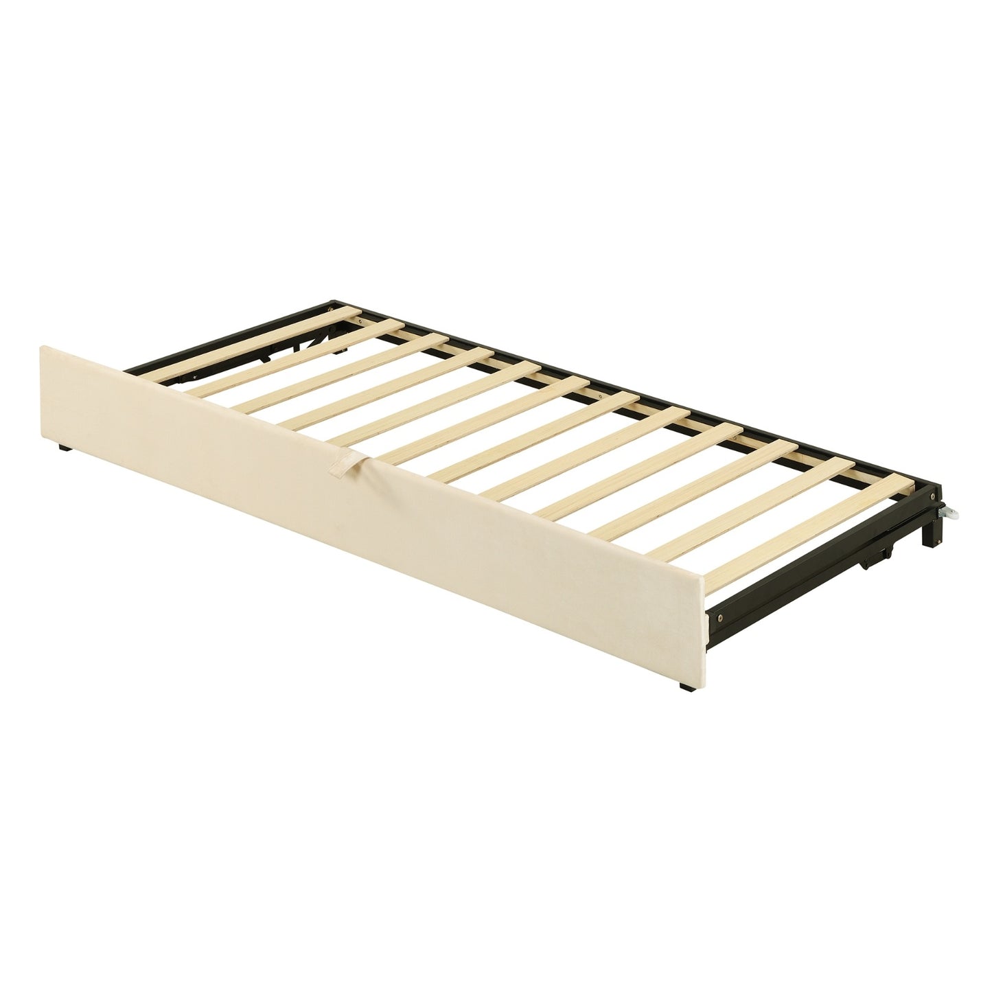 US Local Twin Size Upholstered Daybed With Up Trundle, Beige