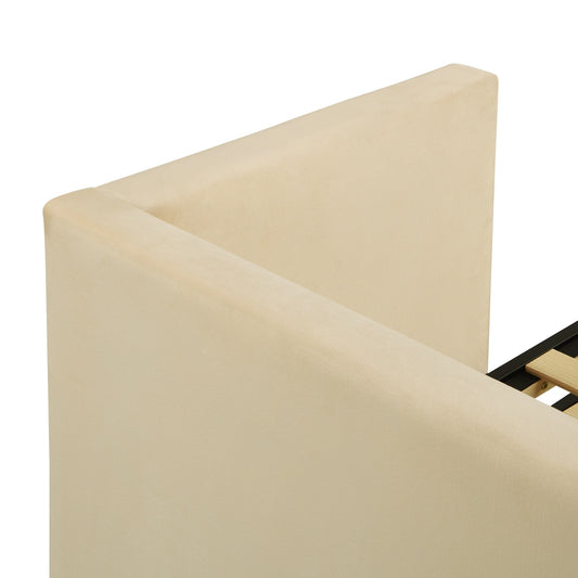 US Local Twin Size Upholstered Daybed With Up Trundle, Beige