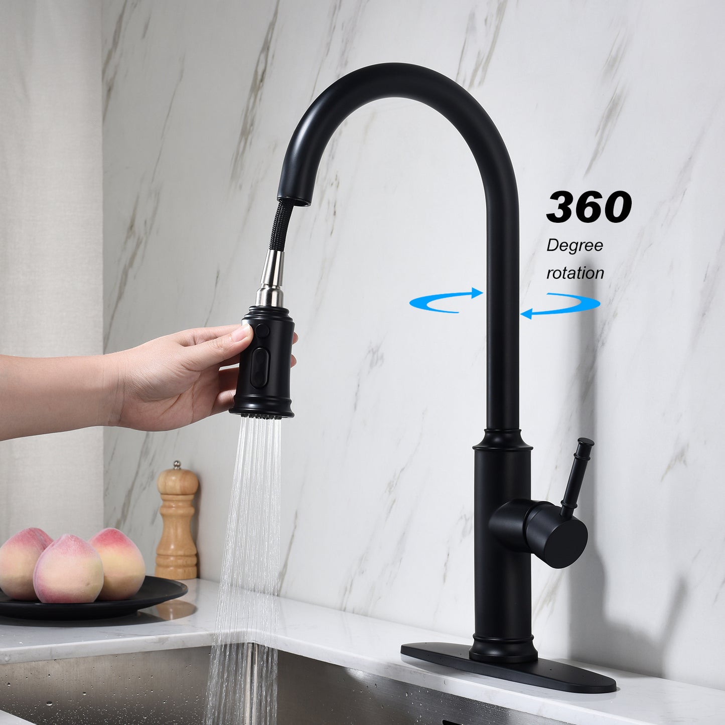 US Local Pull-out Sprinkler Kitchen Faucet