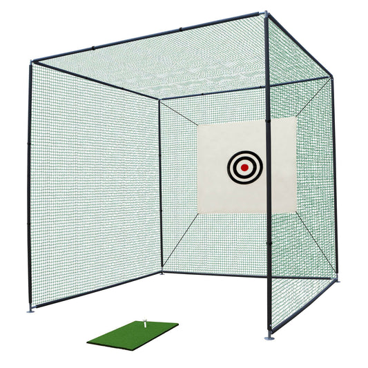 US Local 10X10X10FT Golf Practice Net Cage With Metal Frame Hitting Net Kit Indoor Outdoor