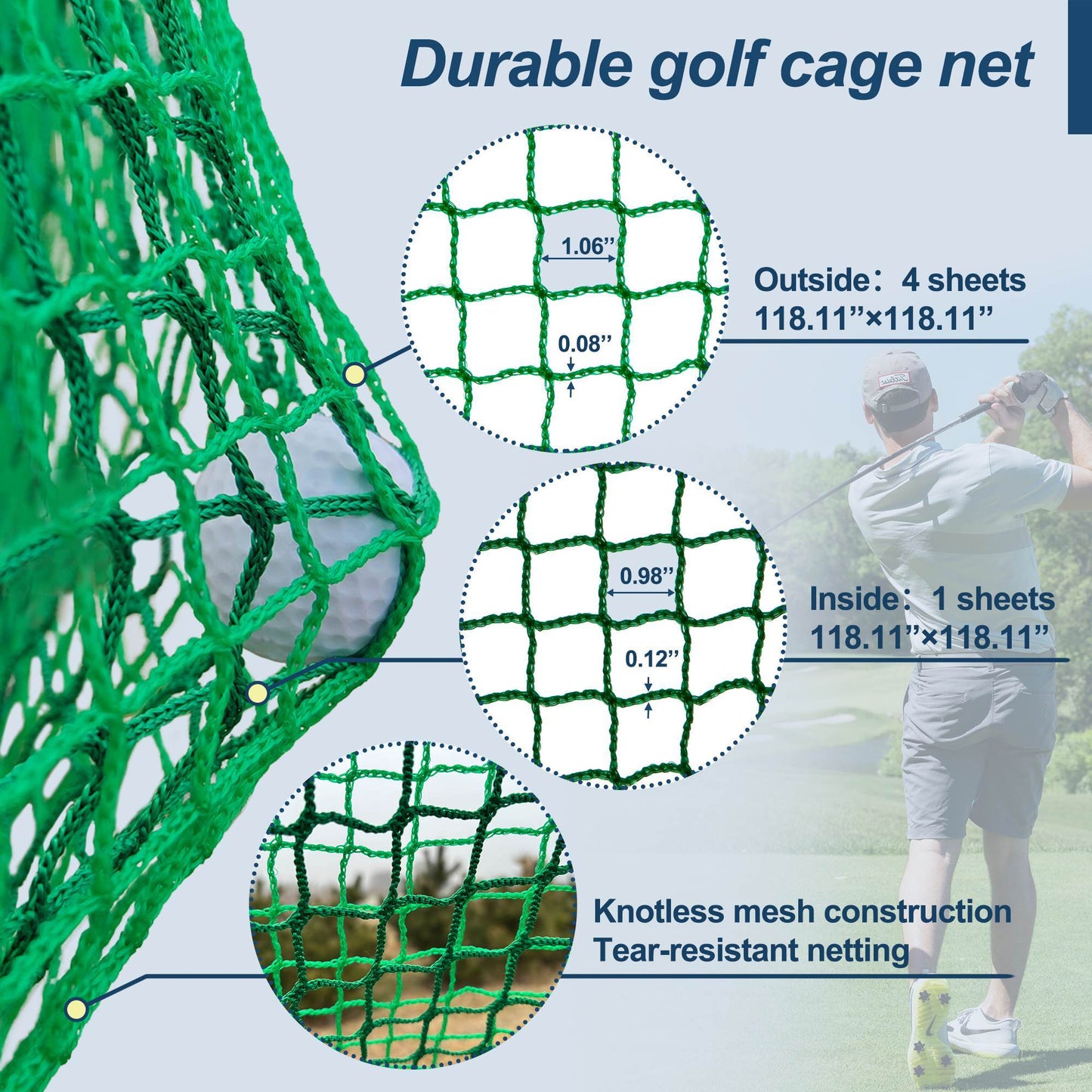 US Local 10X10X10FT Golf Practice Net Cage With Metal Frame Hitting Net Kit Indoor Outdoor