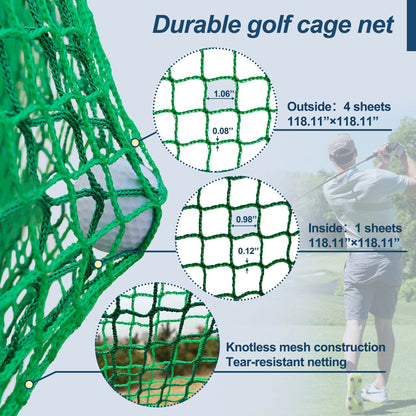 US Local 10X10X10FT Golf Practice Net Cage With Metal Frame Hitting Net Kit Indoor Outdoor