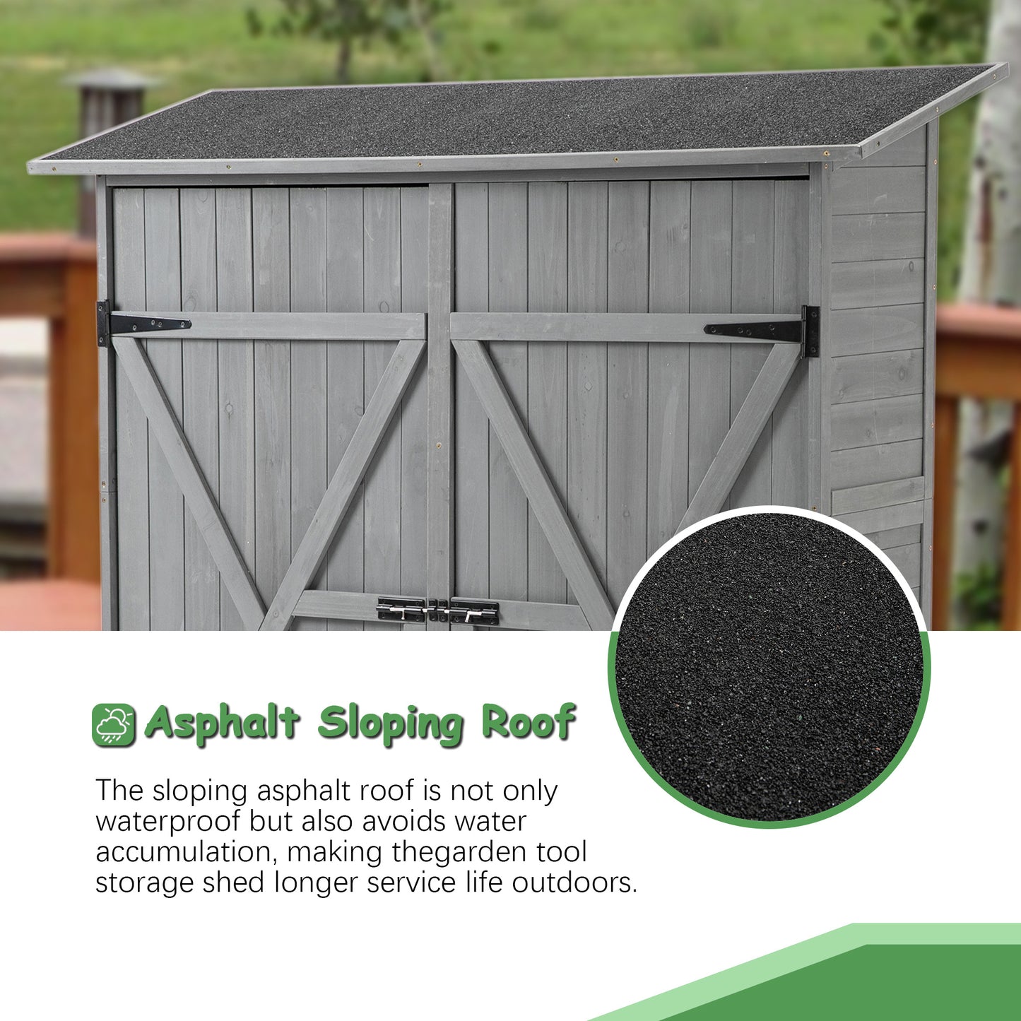 US Local 56L X 19.5W X 64H In Outdoor Storage Shed With Lockable Door,Wooden Tool Storage Shed With Detachable Shelves And Pitch Roof