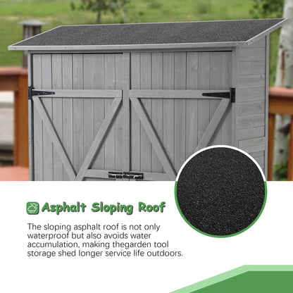 US Local 56L X 19.5W X 64H In Outdoor Storage Shed With Lockable Door,Wooden Tool Storage Shed With Detachable Shelves And Pitch Roof