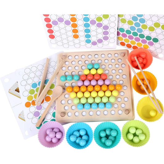 US Local Wooden Peg Board Beads Game, Learning Montessori Toys,Color Sorting Stacking Matching Toys For Toddlers, Counting Toy For Kids, Educational Games For Fine Motor Math, Gift For Girls And Boys