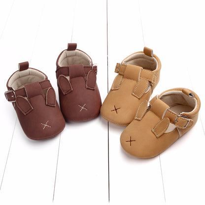US Local Spring and autumn cartoon animal baby shoes matte leather non-slip soft bottom