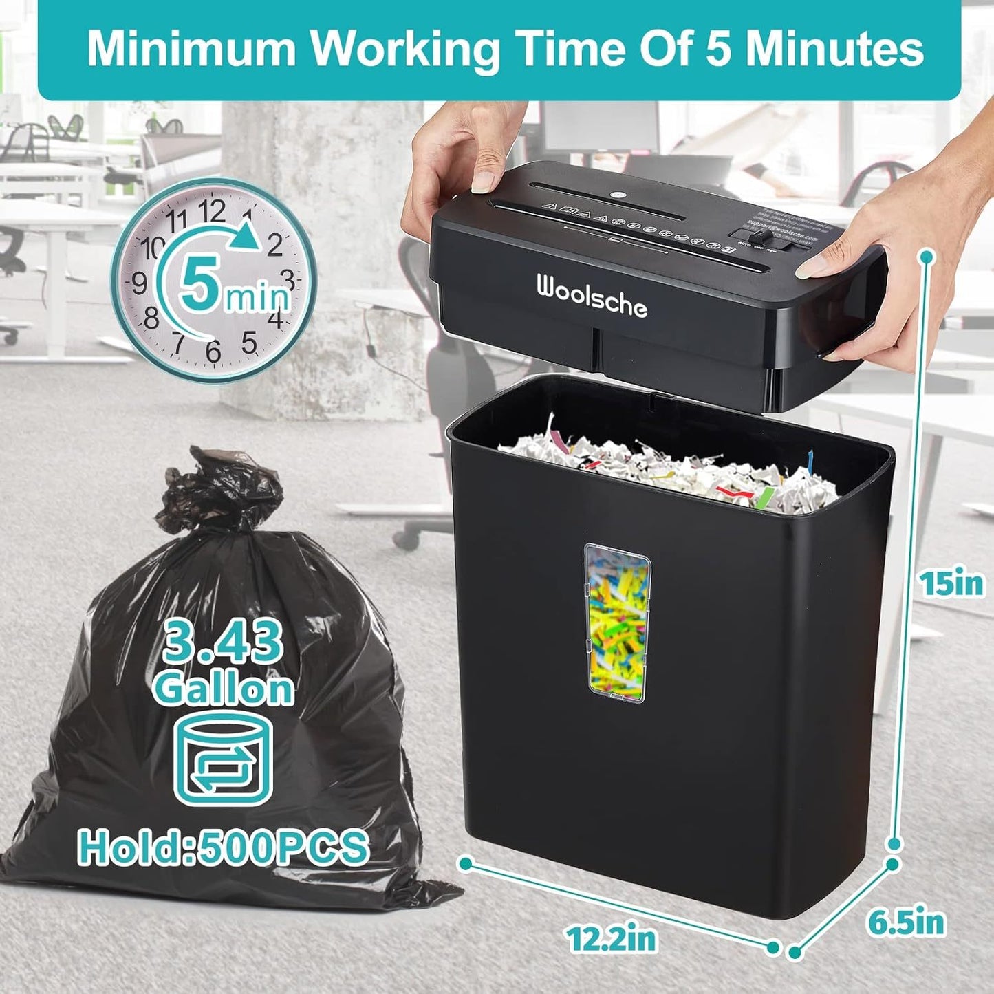 US Local Woolsche Paper Shredder,10 Sheet Cross Cut With 3.43-Gallon Basket,P4 Security Level,3 Mode Design,Shreds CD And Credit Card,Durable, Fast, And Jam Proof For Home Office