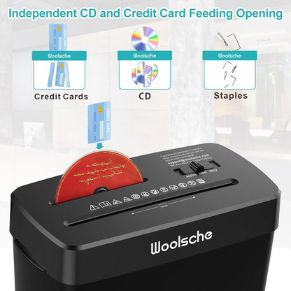US Local Woolsche Paper Shredder,10 Sheet Cross Cut With 3.43-Gallon Basket,P4 Security Level,3 Mode Design,Shreds CD And Credit Card,Durable, Fast, And Jam Proof For Home Office