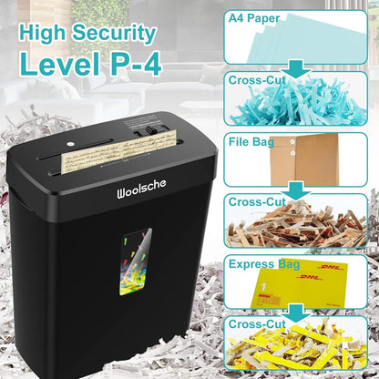 US Local Woolsche Paper Shredder,10 Sheet Cross Cut With 3.43-Gallon Basket,P4 Security Level,3 Mode Design,Shreds CD And Credit Card,Durable, Fast, And Jam Proof For Home Office