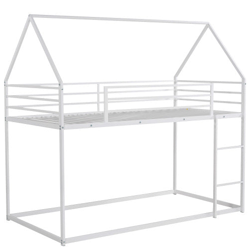 US Local Twin Over Twin House Bunk Bed With Built-in Ladder