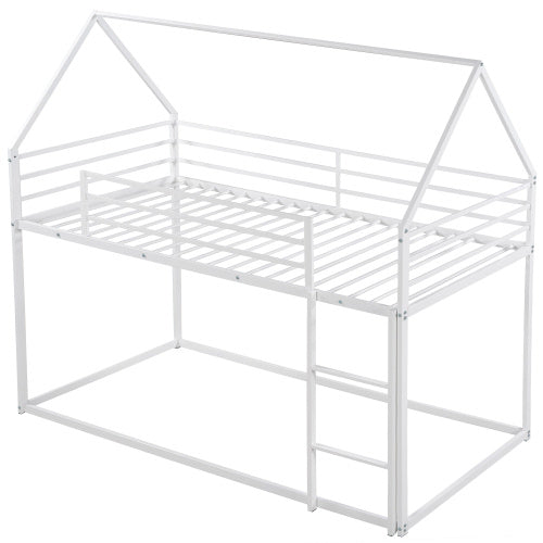 US Local Twin Over Twin House Bunk Bed With Built-in Ladder