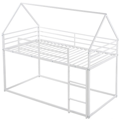 US Local Twin Over Twin House Bunk Bed With Built-in Ladder