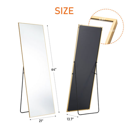 US Local Floor Standing Mirror, Wall Mirror With Stand Aluminum Alloy Thin Frame