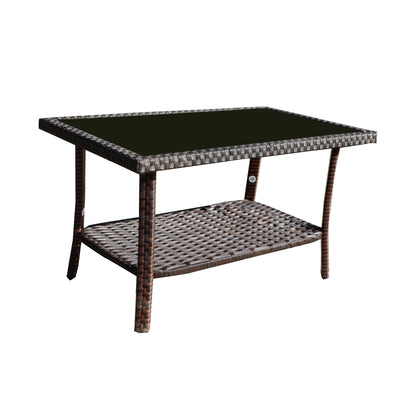 US Local Four-Piece Sofa Set Table With Sofa Chair PE Rattan Outdoor Furniture W3152P269436 Box1 With Sapphire Blue Color Cushion