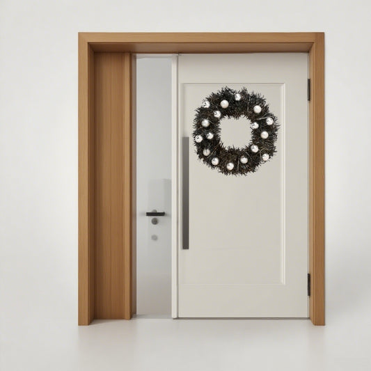 US Local 1 Piece Of 24-inch Black-themed Garland With Silver Ball Accessories And Christmas Letters