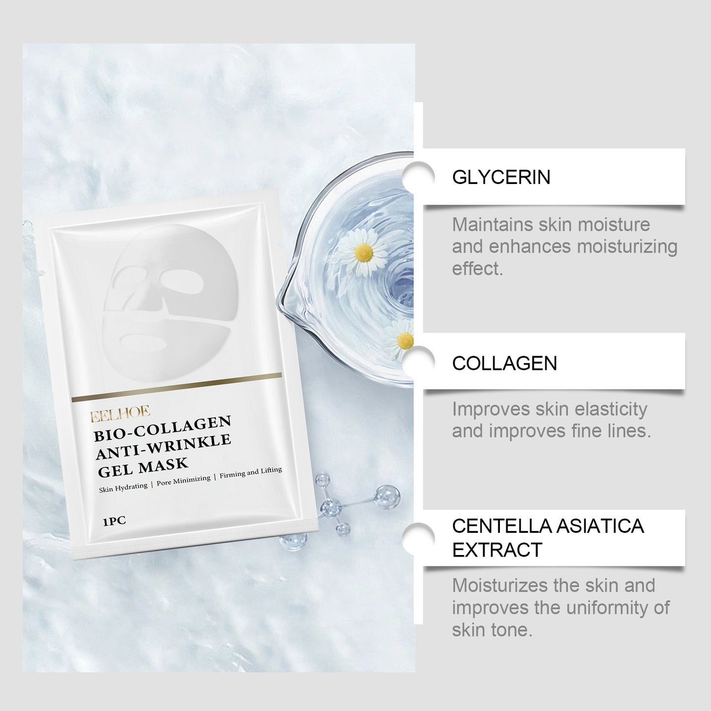 US Local EELHOE Collagen Mask Pouch Collagen Essence Gently Nourishes And Softens The Facial Skin, Hydrating And Moisturizing