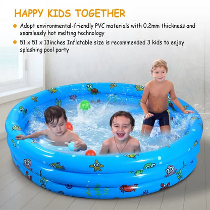 US Local 51x13In Inflatable Swimming Pool Blow Up Family Pool For 3 Kids Foldable Swim Ball Pool