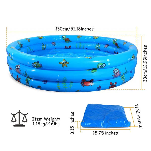 US Local 51x13In Inflatable Swimming Pool Blow Up Family Pool For 3 Kids Foldable Swim Ball Pool