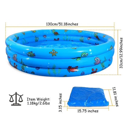US Local 51x13In Inflatable Swimming Pool Blow Up Family Pool For 3 Kids Foldable Swim Ball Pool
