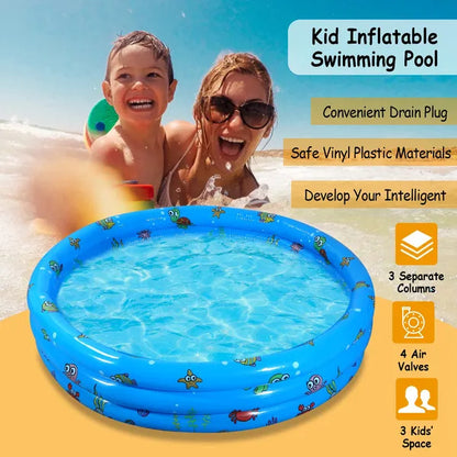 US Local 51x13In Inflatable Swimming Pool Blow Up Family Pool For 3 Kids Foldable Swim Ball Pool