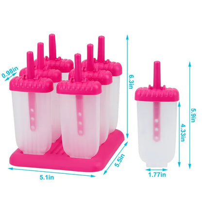 US Local 6Pcs Popsicle Molds Reusable Ice Cream DIY Ice Maker Ice Bar Maker Plastic Popsicle Mold For Homemade Iced Snacks